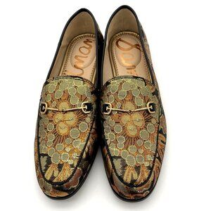 Sam Edelman Loraine Bronze Metallic Floral Leather Horsebit Loafer 8.5 NWOT